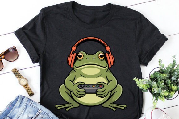 Funny Gamer Frog Vintage Gaming Png Svg Graphics