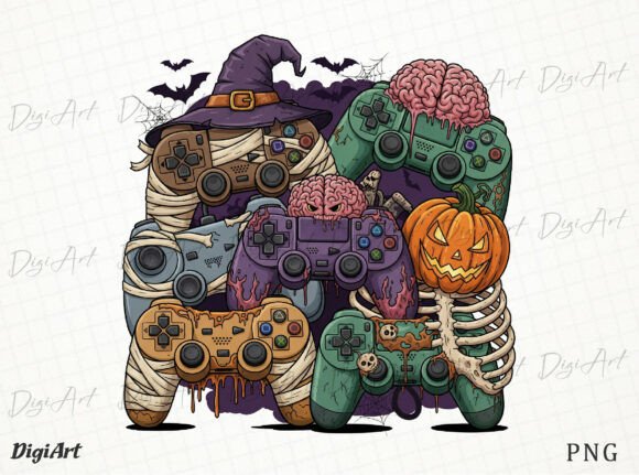 Halloween Skeleton Gaming Graphics for T-Shirt Designs