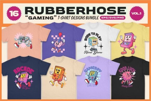 Rubberhose Gaming Graphics for T-Shirt Designs